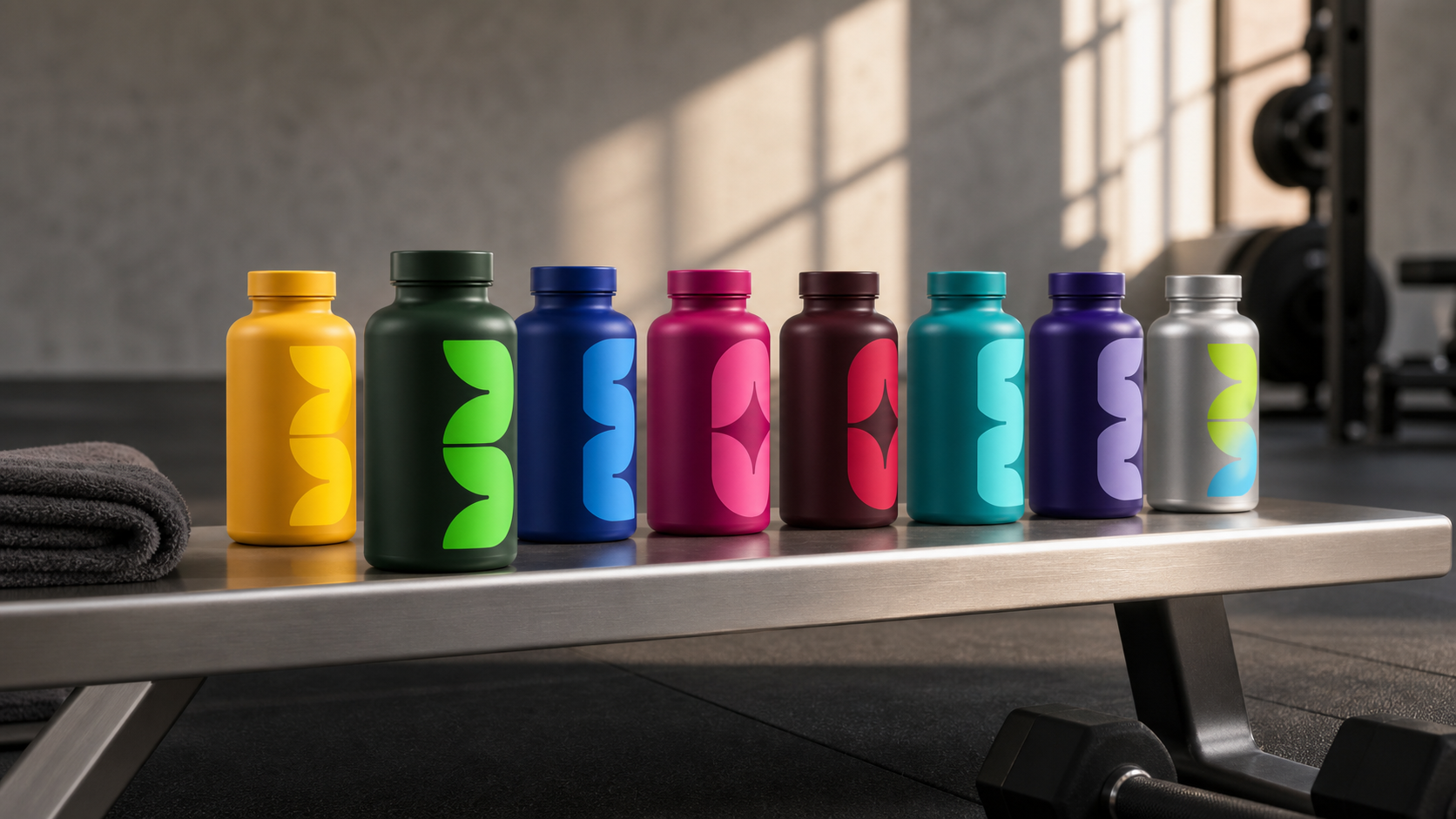 The myGUMM range arranged on a training bench